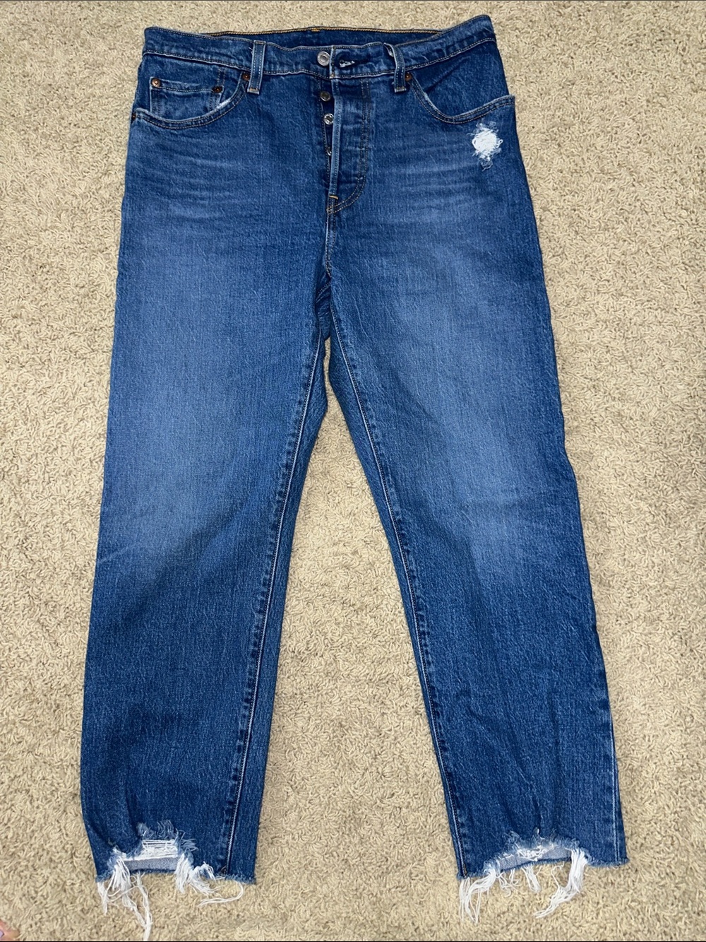 Levi's Women's Boyfriend Jeans - Distressed Dark Blue